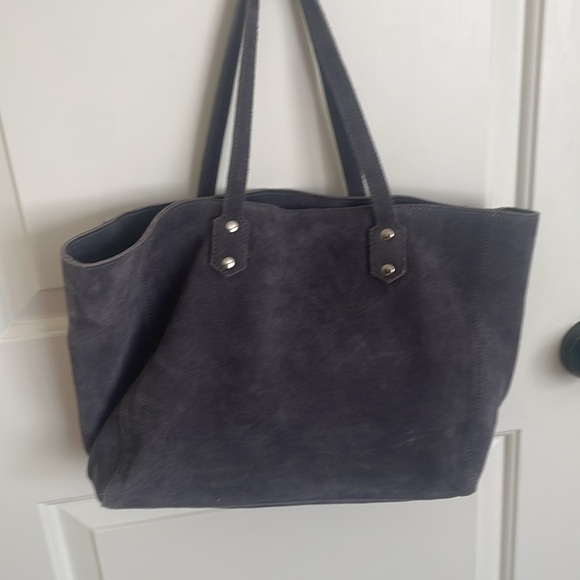 M.I.L.A (Made in Los Angeles) Luxury Tote Bag- Suede- Gray - Picture 4 of 13